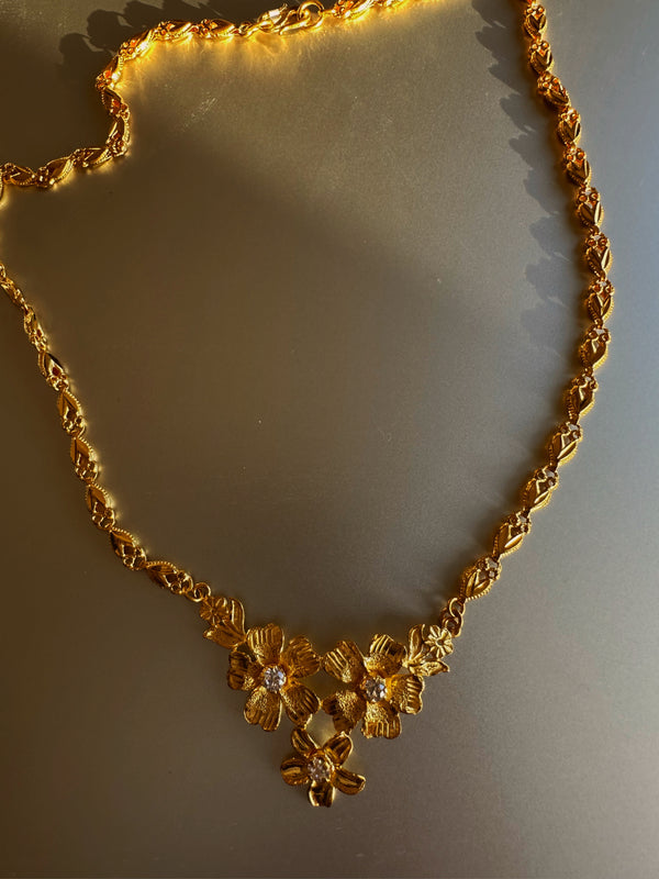 24k flower gold necklace
