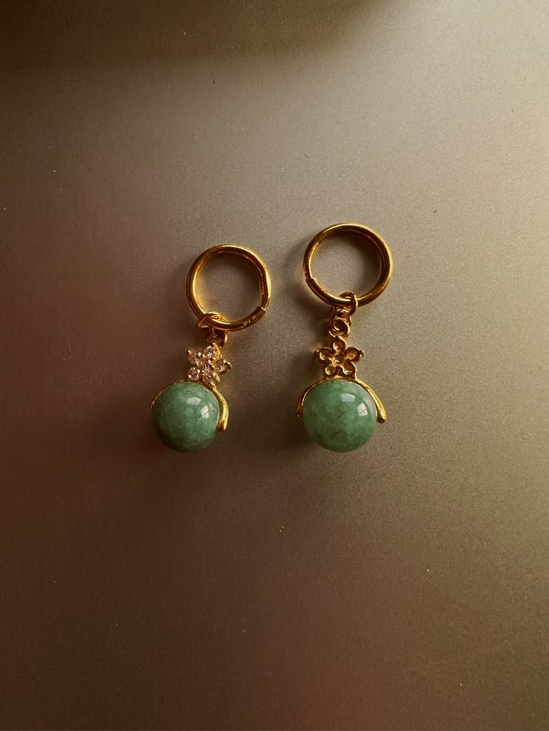 24k gold earrings with aquamarine stone