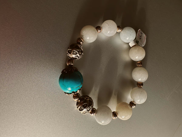 White topaz silver 925 turquoise bracelet