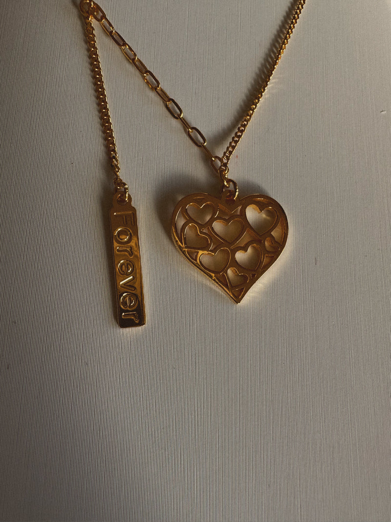 24k gold heart “forever” necklace