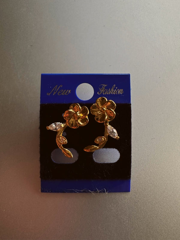 Flower branches 24k gold earrings
