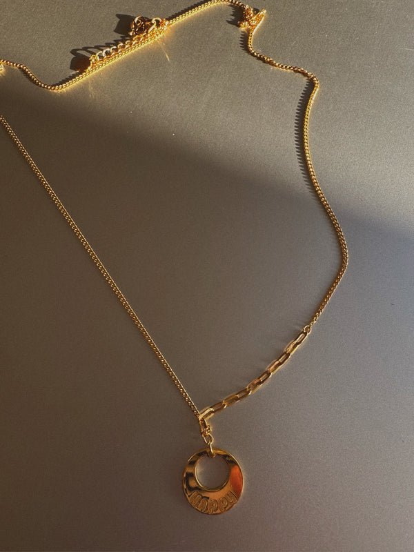 24k gold “happy” necklace