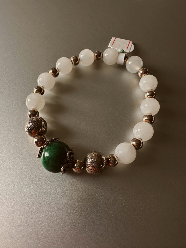 White topaz with jade bracelet