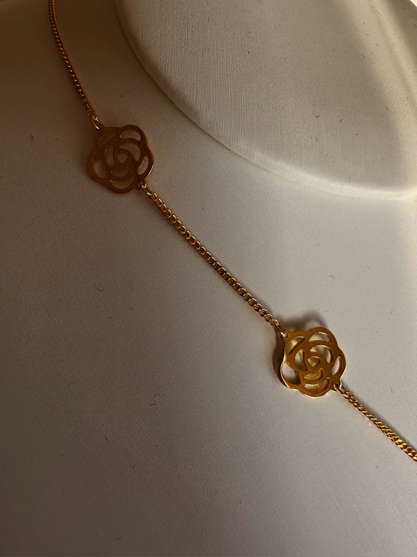 24k gold roses necklace