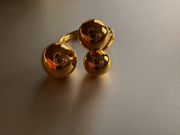 Ball pattern 24k gold ring