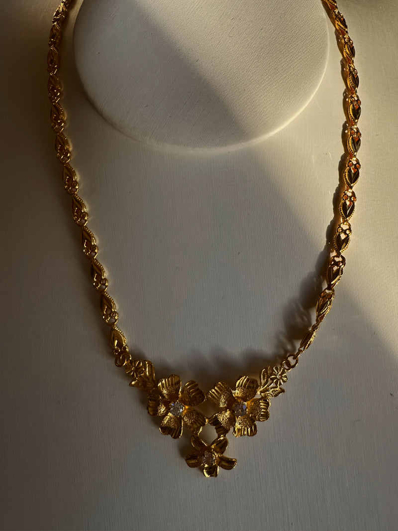 24k flower gold necklace
