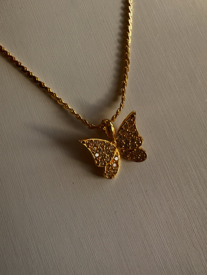 24k gold butterfly necklace