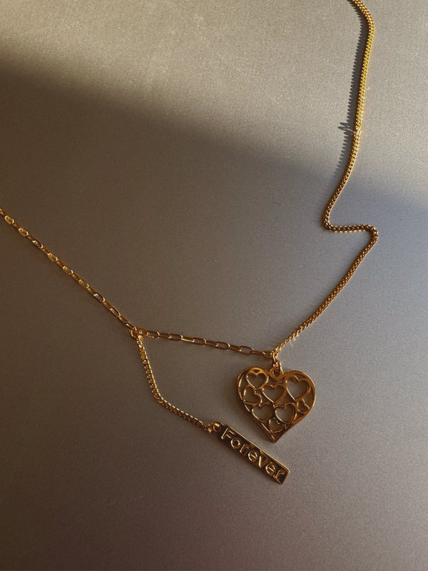 24k gold heart “forever” necklace
