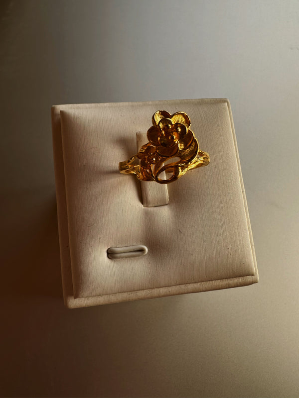 24k flower gold ring