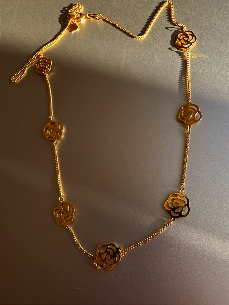 24k gold roses necklace