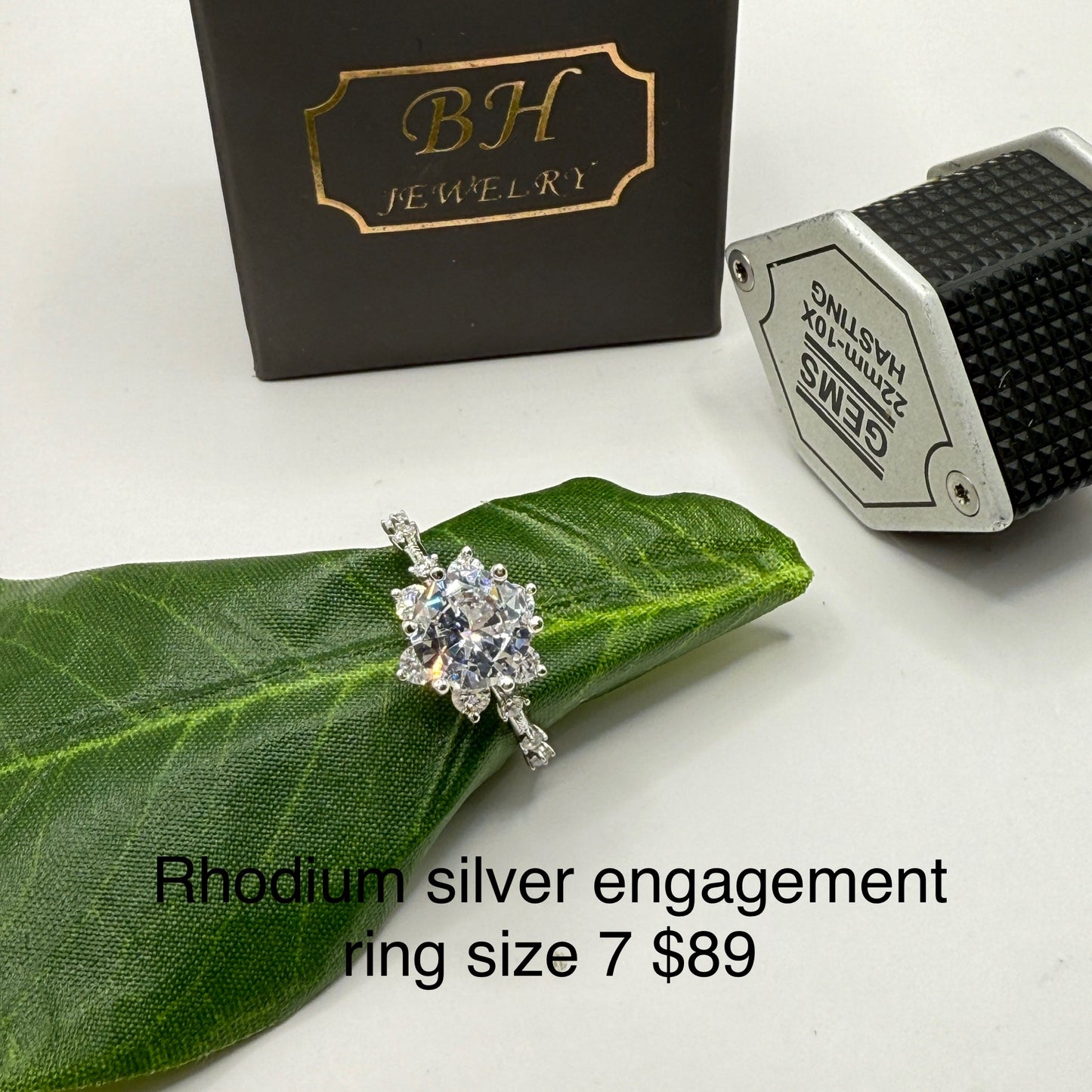 Rhodium silver Engagement ring