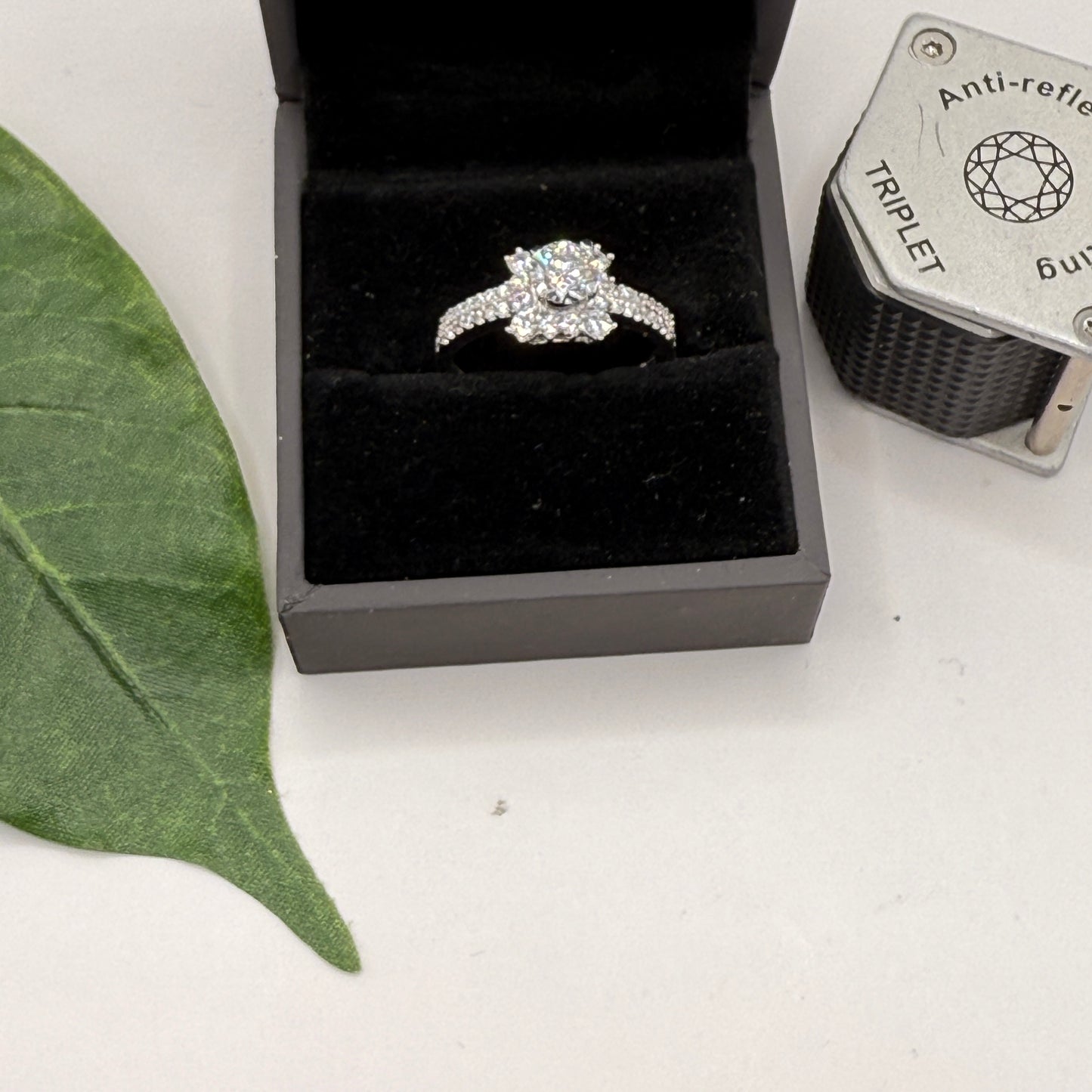 Cz engagement silver ring