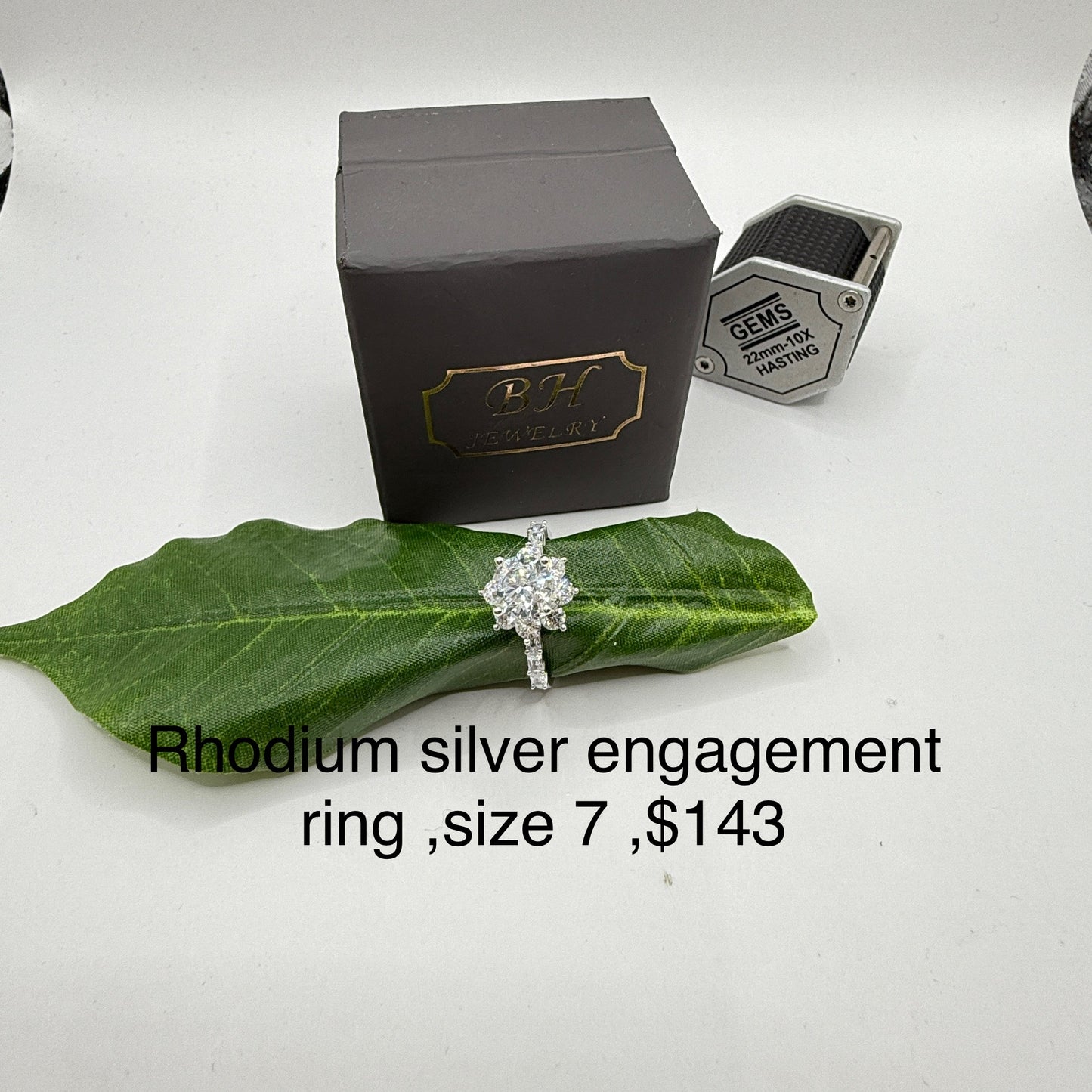 Rhodium silver engagement rings