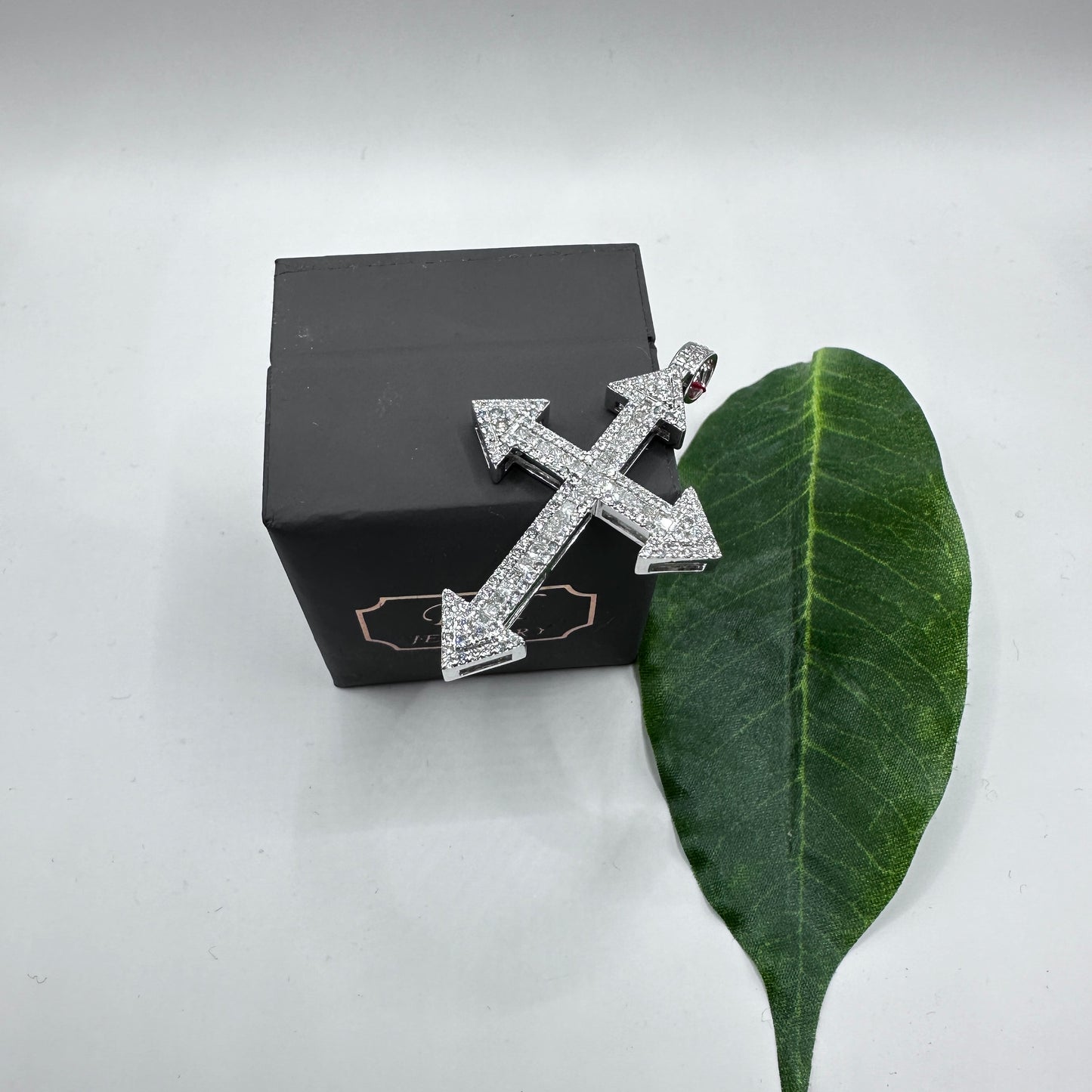 Natural diamonds cross pendant