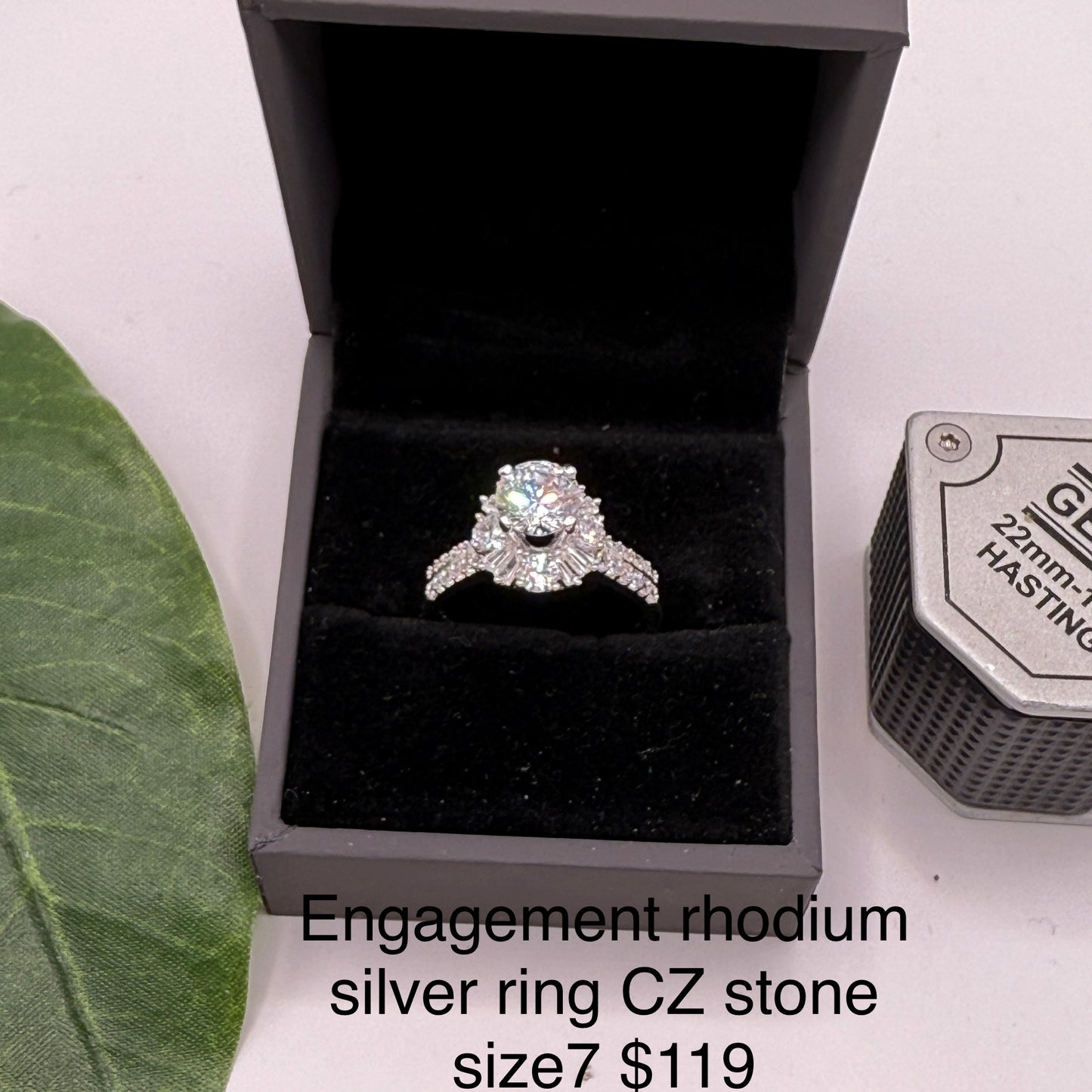 Engagement rhodium silver ring