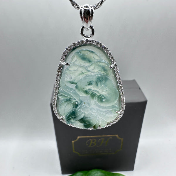 Natural Burma ice jade pendant