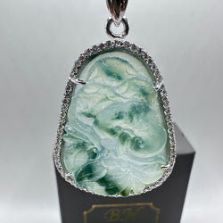 Natural Burma ice jade pendant