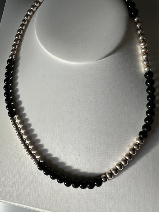 Black onix and silver 925 necklace