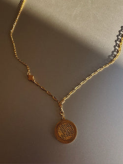 24k gold necklace with charm