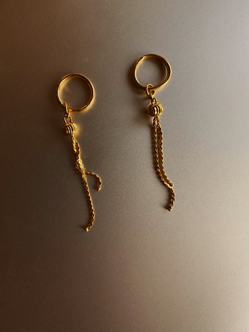 24k long gold earring