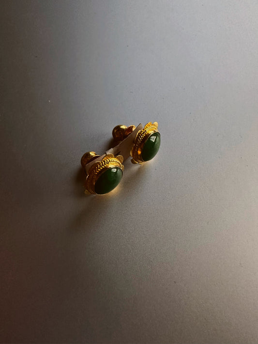 24k gold jate stud earring