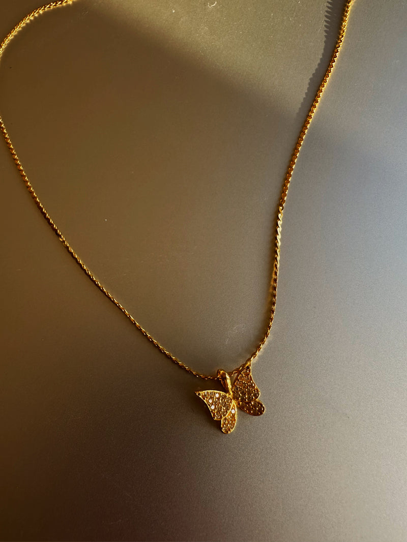 24k gold butterfly necklace