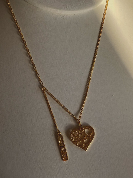 24k gold heart “forever” necklace