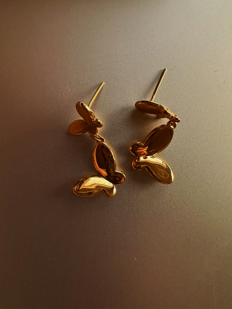 24k gold butterfly earrings