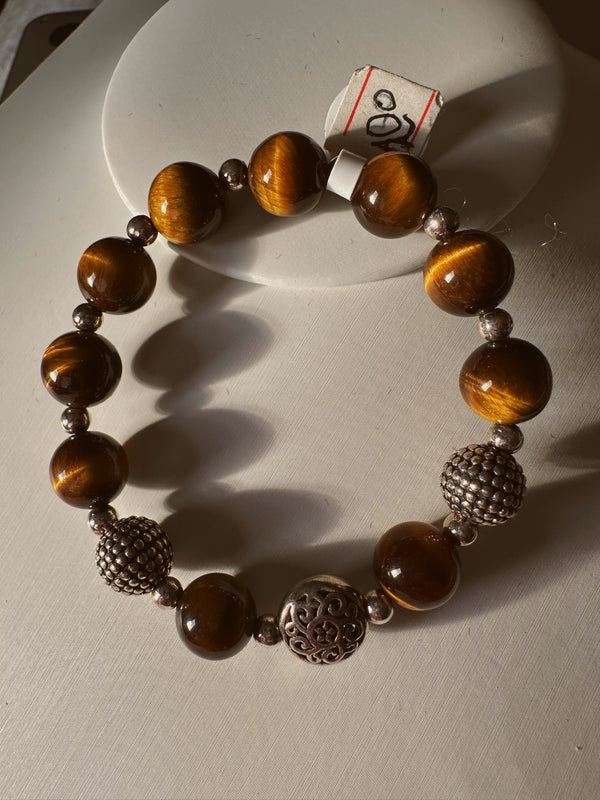 Tiger eye and silver 925 bracelet