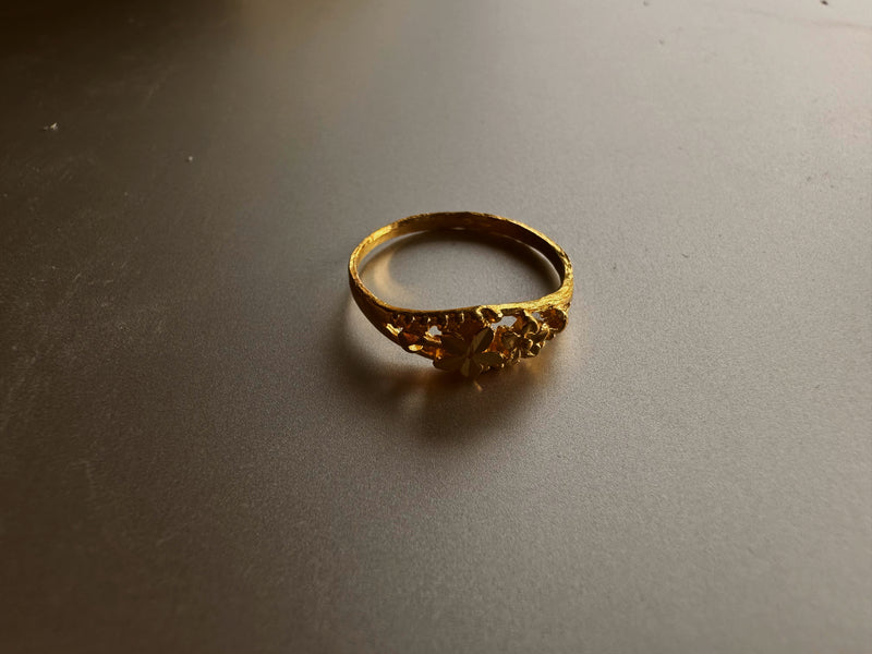 Flower pattern 24k gold rings