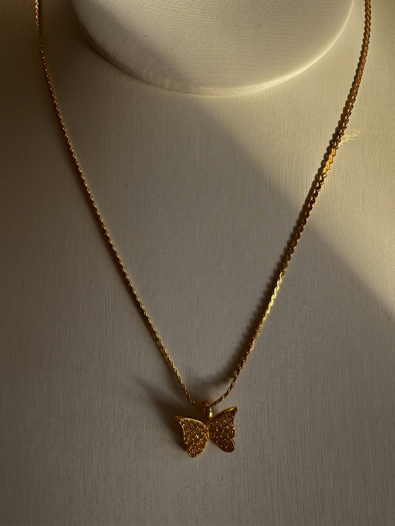 24k gold butterfly necklace