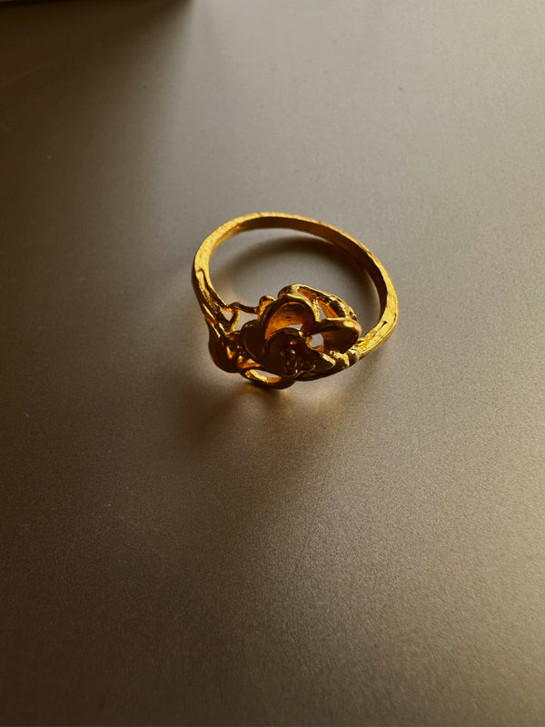 24k flower gold ring