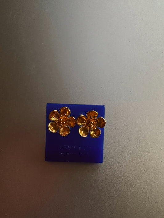 24k gold flower earrings