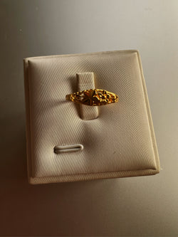 Flower pattern 24k gold rings