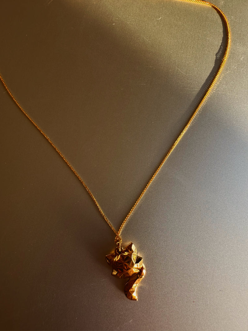 24k gold fox necklace