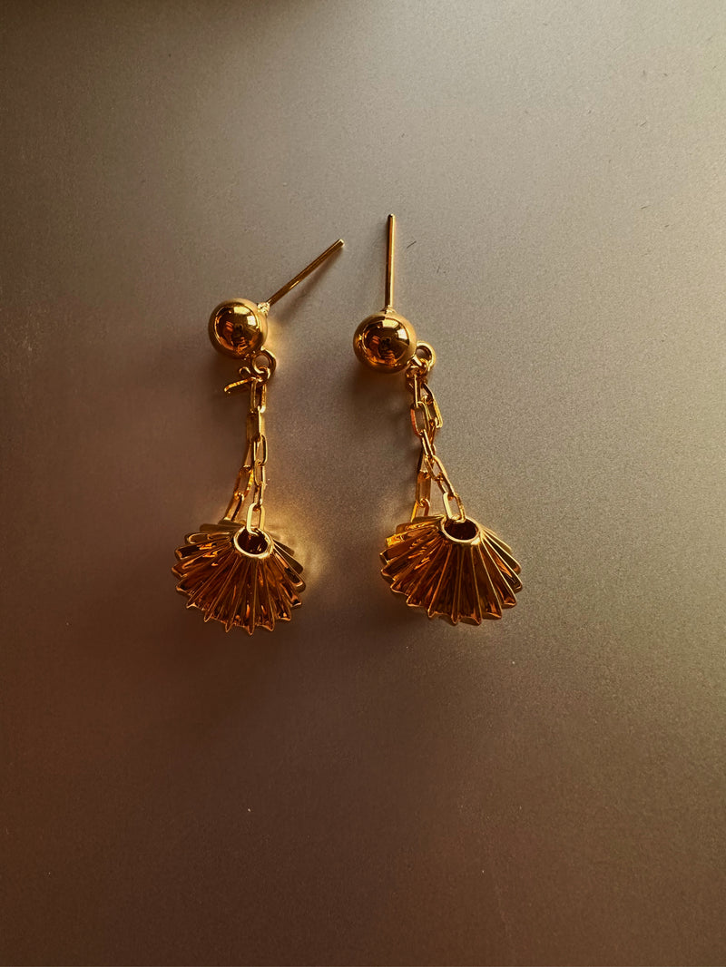 24k gold chain earring with charm