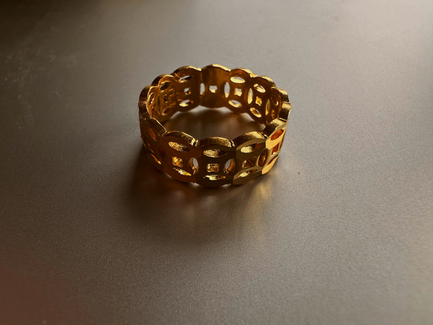 Lucky coin 24k gold ring