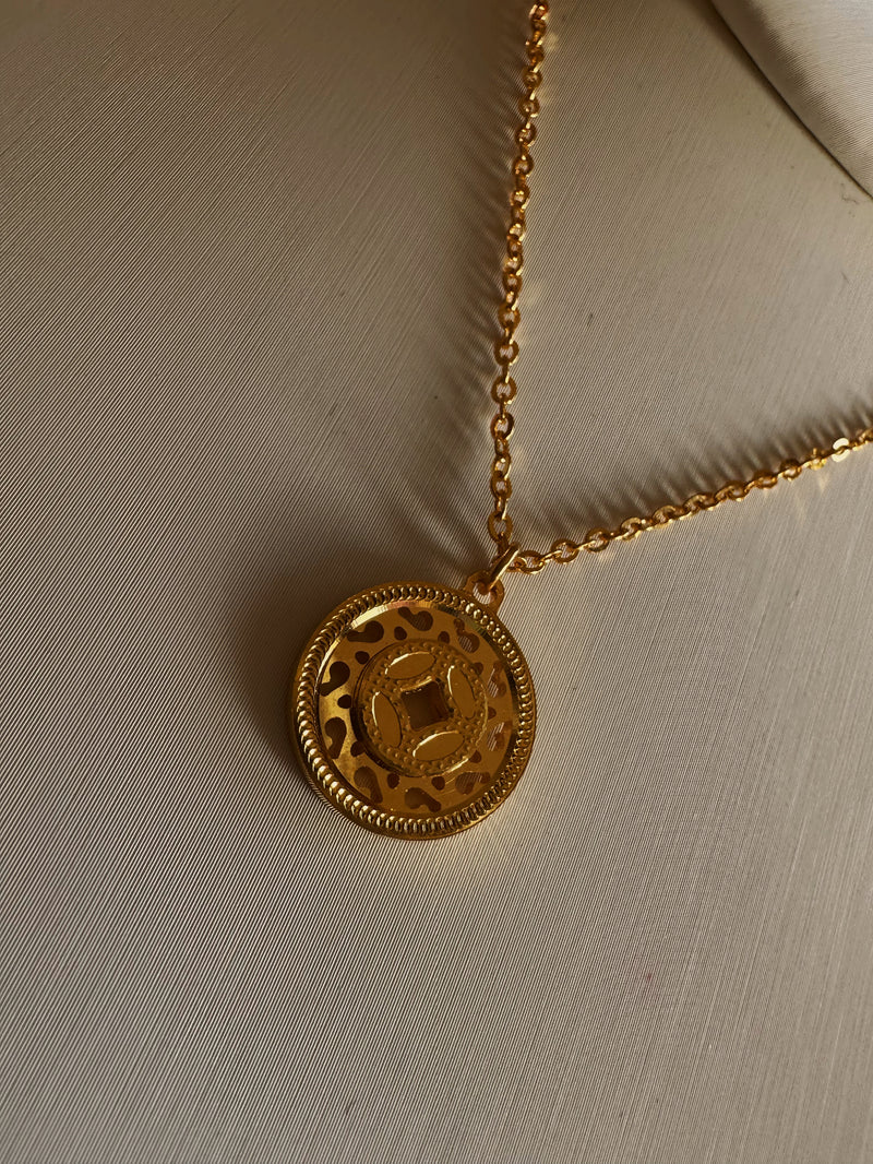 Lucky coin 24k gold necklace