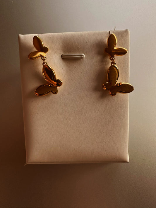 24k gold butterfly earrings