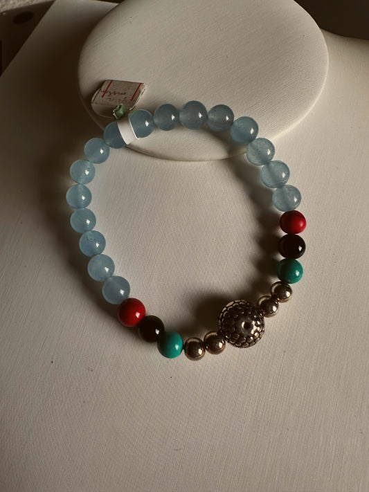 Aquamarine bracelet with various gem and silver 925