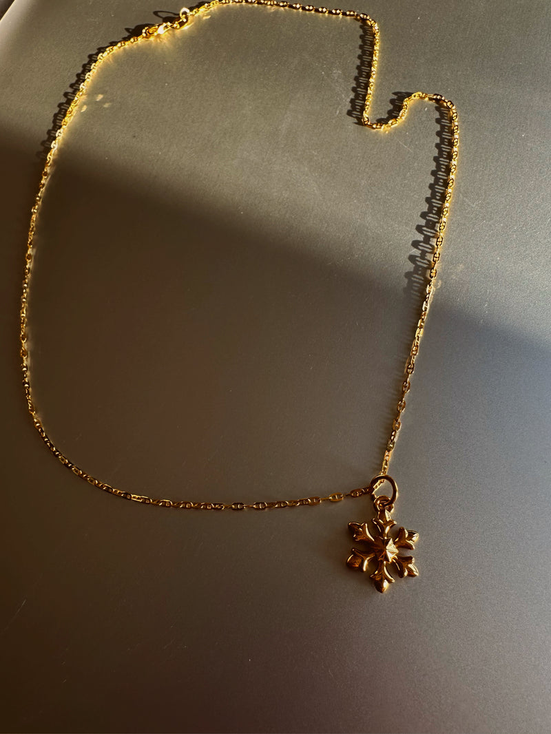 24k gold snowflake necklace