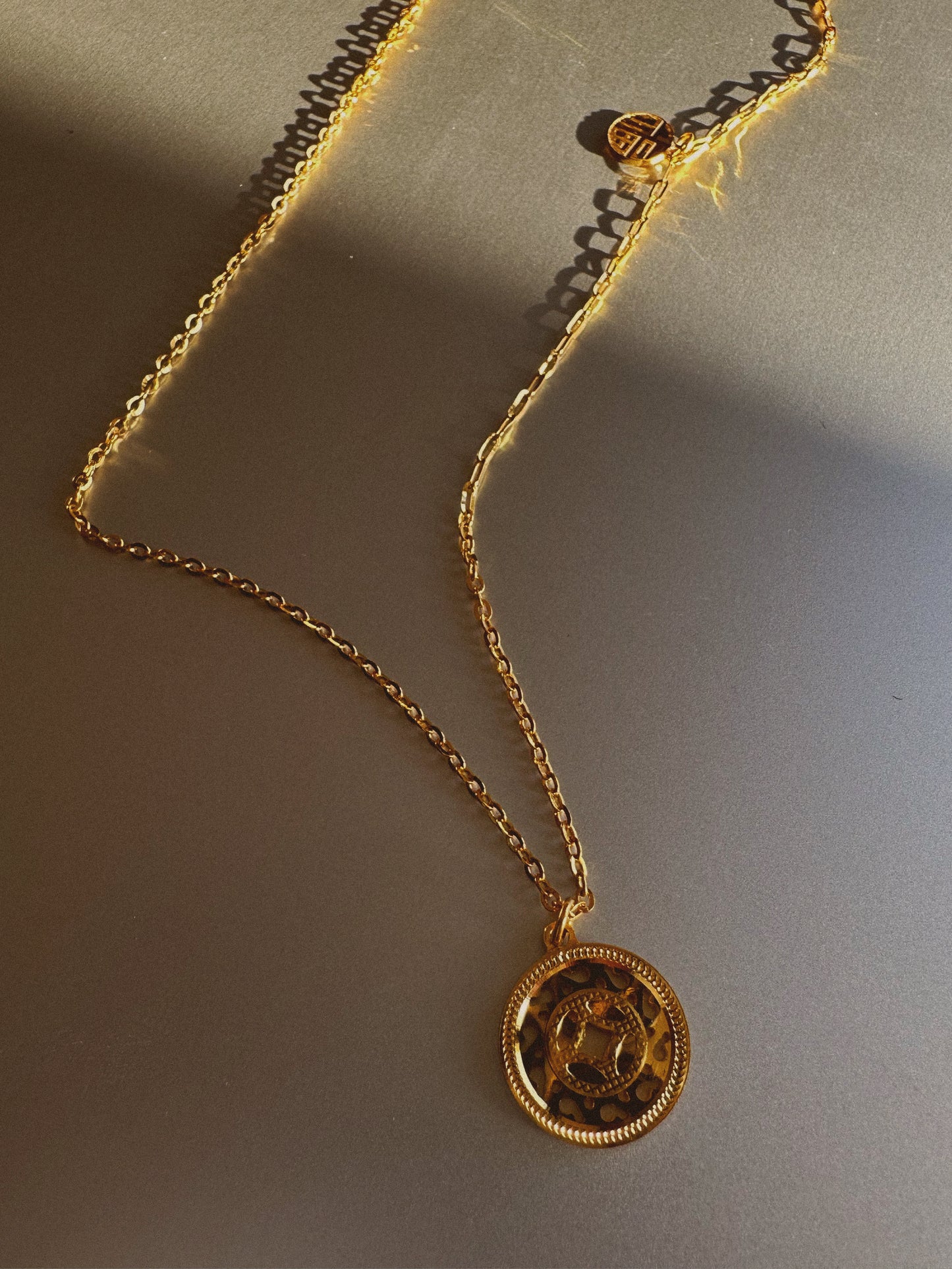 Lucky coin 24k gold necklace