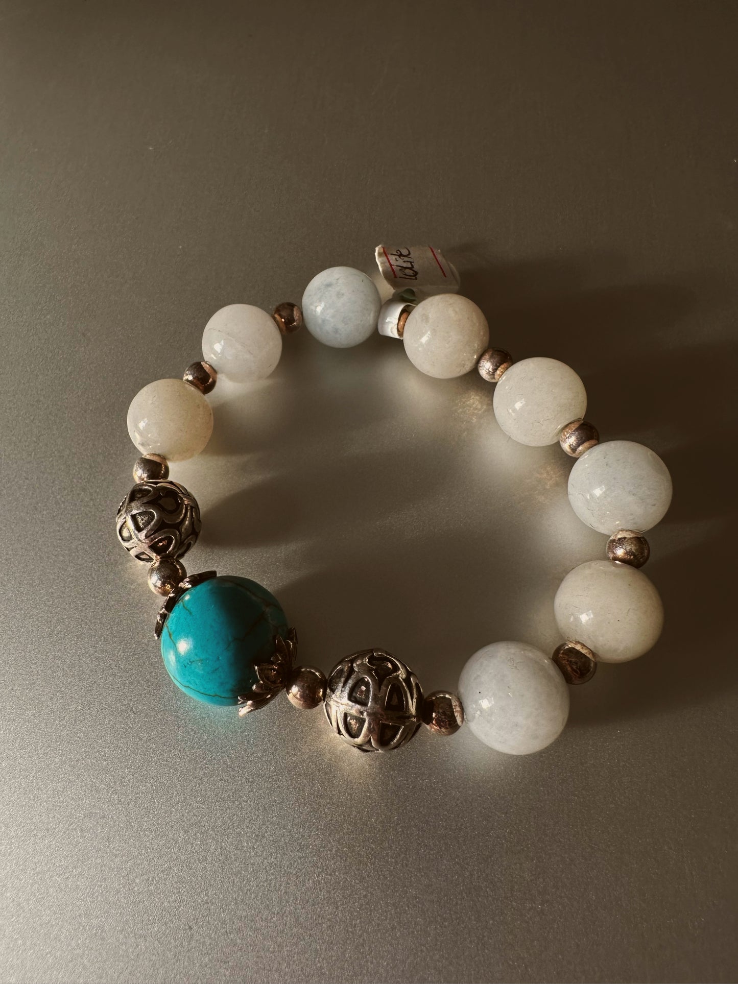 White topaz silver 925 turquoise bracelet