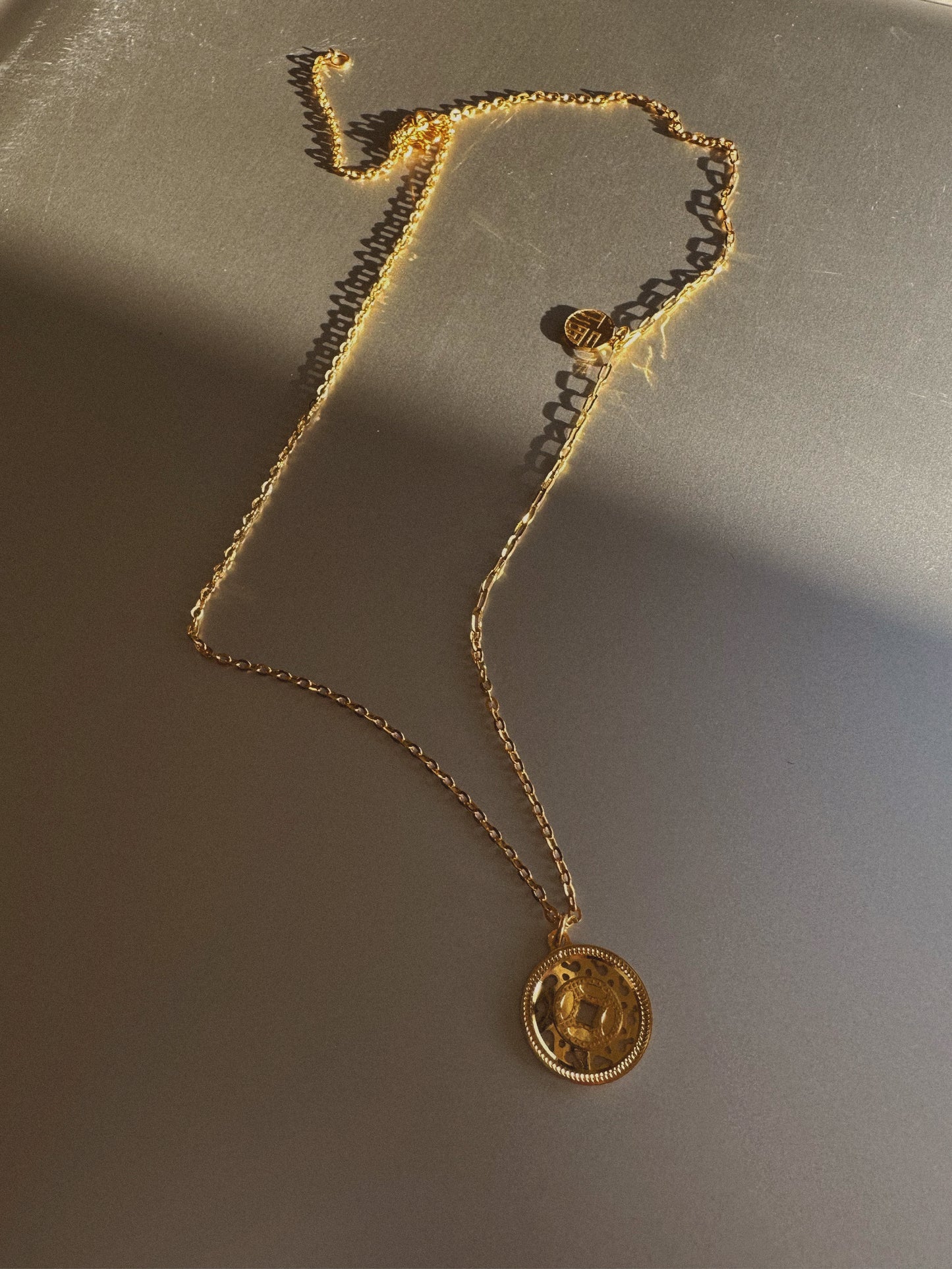 Lucky coin 24k gold necklace