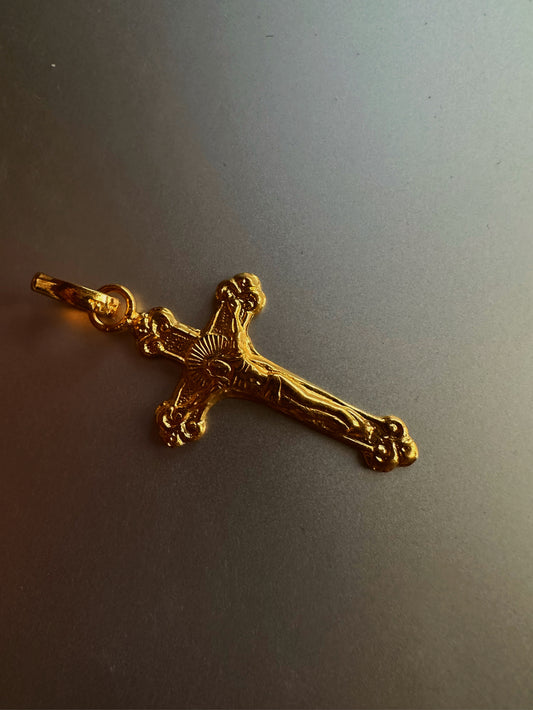 24k gold jesus cross charm