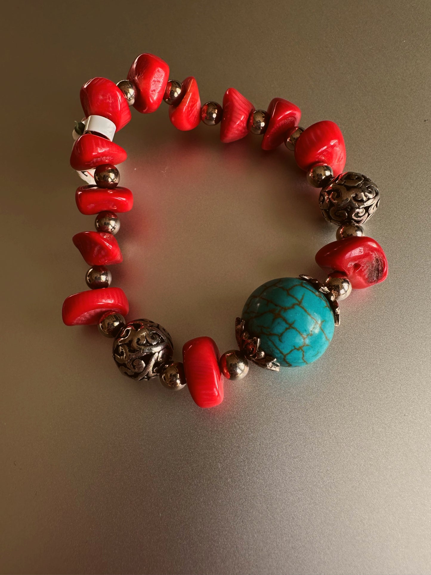 Red and blue turquoise bracelet